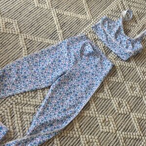 Loveshackfancy x Beach riot ribbed floral legging and bra matching set
